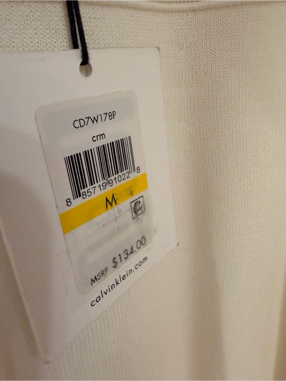Calvin Klein Ivory Long-Sleeve Knit Fit & Flare Dress with Sheer details, Sz M - Picture 7 of 16